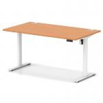 Air Lite 1400 x 800mm Height Adjustable Office Desk Beech Top Cable Ports White Leg HA03971
