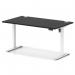 Air Lite 1400 x 800mm Height Adjustable Office Desk Black Top Cable Ports White Leg HA03972