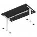 Air Lite 1400 x 800mm Height Adjustable Office Desk Black Top Cable Ports White Leg HA03972