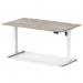 Air Lite 1400 x 800mm Height Adjustable Office Desk Grey Oak Top Cable Ports White Leg HA03973