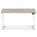 Air Lite 1400 x 800mm Height Adjustable Office Desk Grey Oak Top Cable Ports White Leg HA03973