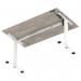 Air Lite 1400 x 800mm Height Adjustable Office Desk Grey Oak Top Cable Ports White Leg HA03973