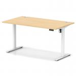 Air Lite 1400 x 800mm Height Adjustable Office Desk Maple Top Cable Ports White Leg HA03974