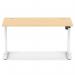 Air Lite 1400 x 800mm Height Adjustable Office Desk Maple Top Cable Ports White Leg HA03974