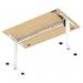 Air Lite 1400 x 800mm Height Adjustable Office Desk Maple Top Cable Ports White Leg HA03974