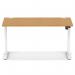 Air Lite 1400 x 800mm Height Adjustable Office Desk Oak Top Cable Ports White Leg HA03975