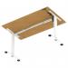 Air Lite 1400 x 800mm Height Adjustable Office Desk Oak Top Cable Ports White Leg HA03975