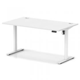 Air Lite 1400 x 800mm Height Adjustable Office Desk White Top Cable Ports White Leg HA03976