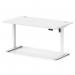 Air Lite 1400 x 800mm Height Adjustable Office Desk White Top Cable Ports White Leg HA03976