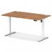 Air Lite 1400 x 800mm Height Adjustable Office Desk Walnut Top Cable Ports White Leg HA03977