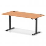 Air Lite 1600 x 800mm Height Adjustable Office Desk Beech Top Cable Ports Black Leg HA03978