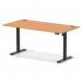 Air Lite 1600 x 800mm Height Adjustable Office Desk Beech Top Cable Ports Black Leg HA03978