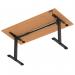 Air Lite 1600 x 800mm Height Adjustable Office Desk Beech Top Cable Ports Black Leg HA03978