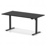 Air Lite 1600 x 800mm Height Adjustable Office Desk Black Top Cable Ports Black Leg HA03979