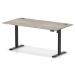 Air Lite 1600 x 800mm Height Adjustable Office Desk Grey Oak Top Cable Ports Black Leg HA03980
