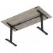Air Lite 1600 x 800mm Height Adjustable Office Desk Grey Oak Top Cable Ports Black Leg HA03980
