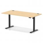 Air Lite 1600 x 800mm Height Adjustable Office Desk Maple Top Cable Ports Black Leg HA03981