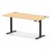 Air Lite 1600 x 800mm Height Adjustable Office Desk Maple Top Cable Ports Black Leg HA03981