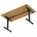 Air Lite 1600 x 800mm Height Adjustable Office Desk Oak Top Cable Ports Black Leg HA03982