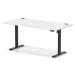 Air Lite 1600 x 800mm Height Adjustable Office Desk White Top Cable Ports Black Leg HA03983