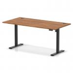 Air Lite 1600 x 800mm Height Adjustable Office Desk Walnut Top Cable Ports Black Leg HA03984