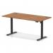 Air Lite 1600 x 800mm Height Adjustable Office Desk Walnut Top Cable Ports Black Leg HA03984