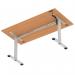 Air Lite 1600 x 800mm Height Adjustable Office Desk Beech Top Cable Ports Silver Leg HA03985