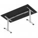 Air Lite 1600 x 800mm Height Adjustable Office Desk Black Top Cable Ports Silver Leg HA03986