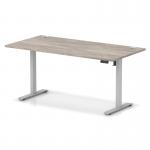 Air Lite 1600 x 800mm Height Adjustable Office Desk Grey Oak Top Cable Ports Silver Leg HA03987