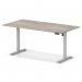 Air Lite 1600 x 800mm Height Adjustable Office Desk Grey Oak Top Cable Ports Silver Leg HA03987