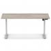 Air Lite 1600 x 800mm Height Adjustable Office Desk Grey Oak Top Cable Ports Silver Leg HA03987