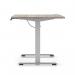 Air Lite 1600 x 800mm Height Adjustable Office Desk Grey Oak Top Cable Ports Silver Leg HA03987