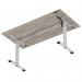 Air Lite 1600 x 800mm Height Adjustable Office Desk Grey Oak Top Cable Ports Silver Leg HA03987