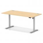 Air Lite 1600 x 800mm Height Adjustable Office Desk Maple Top Cable Ports Silver Leg HA03988