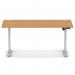 Air Lite 1600 x 800mm Height Adjustable Office Desk Oak Top Cable Ports Silver Leg HA03989