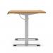 Air Lite 1600 x 800mm Height Adjustable Office Desk Oak Top Cable Ports Silver Leg HA03989