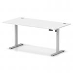 Air Lite 1600 x 800mm Height Adjustable Office Desk White Top Cable Ports Silver Leg HA03990