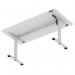 Air Lite 1600 x 800mm Height Adjustable Office Desk White Top Cable Ports Silver Leg HA03990