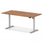 Air Lite 1600 x 800mm Height Adjustable Office Desk Walnut Top Cable Ports Silver Leg HA03991