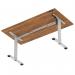 Air Lite 1600 x 800mm Height Adjustable Office Desk Walnut Top Cable Ports Silver Leg HA03991