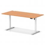 Air Lite 1600 x 800mm Height Adjustable Office Desk Beech Top Cable Ports White Leg HA03992