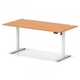 Air Lite 1600 x 800mm Height Adjustable Office Desk Beech Top Cable Ports White Leg HA03992