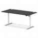 Air Lite 1600 x 800mm Height Adjustable Office Desk Black Top Cable Ports White Leg HA03993