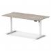 Air Lite 1600 x 800mm Height Adjustable Office Desk Grey Oak Top Cable Ports White Leg HA03994
