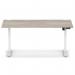 Air Lite 1600 x 800mm Height Adjustable Office Desk Grey Oak Top Cable Ports White Leg HA03994