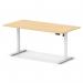 Air Lite 1600 x 800mm Height Adjustable Office Desk Maple Top Cable Ports White Leg HA03995