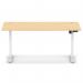 Air Lite 1600 x 800mm Height Adjustable Office Desk Maple Top Cable Ports White Leg HA03995