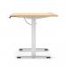 Air Lite 1600 x 800mm Height Adjustable Office Desk Maple Top Cable Ports White Leg HA03995