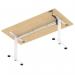 Air Lite 1600 x 800mm Height Adjustable Office Desk Maple Top Cable Ports White Leg HA03995