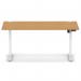 Air Lite 1600 x 800mm Height Adjustable Office Desk Oak Top Cable Ports White Leg HA03996